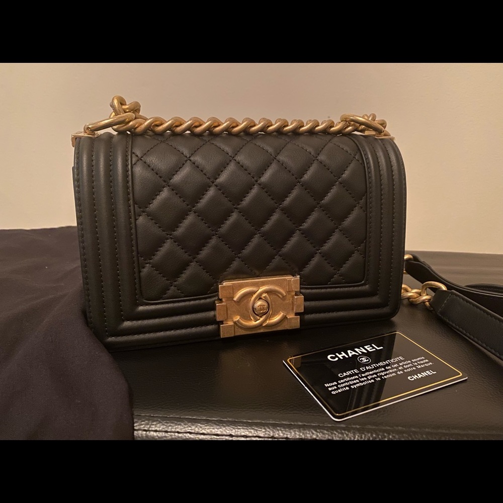 Chanel boy small in black lambskin gold hardware
